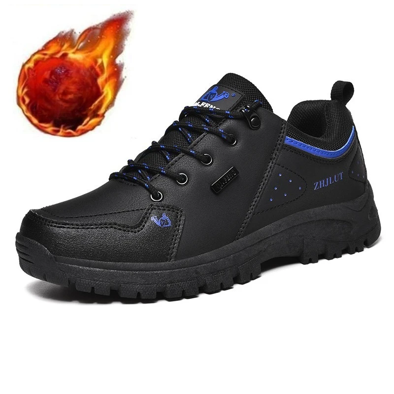 

Уличная походная обувь, мужская удобная дышащая мужская обувь на шнуровке с низким берцем, Нескользящие теплые плюшевые мягкие повседневные женские кроссовки