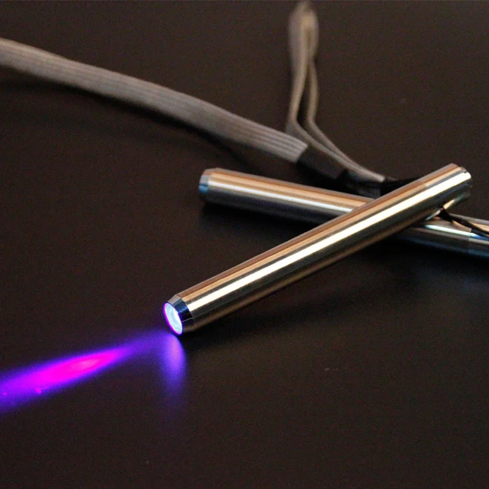 

Portable LED Stainless Steel Lamp 395/365 UV Flashlight Torch Ultra Violet Mini Light AAA Battery for Marker Checker Detections
