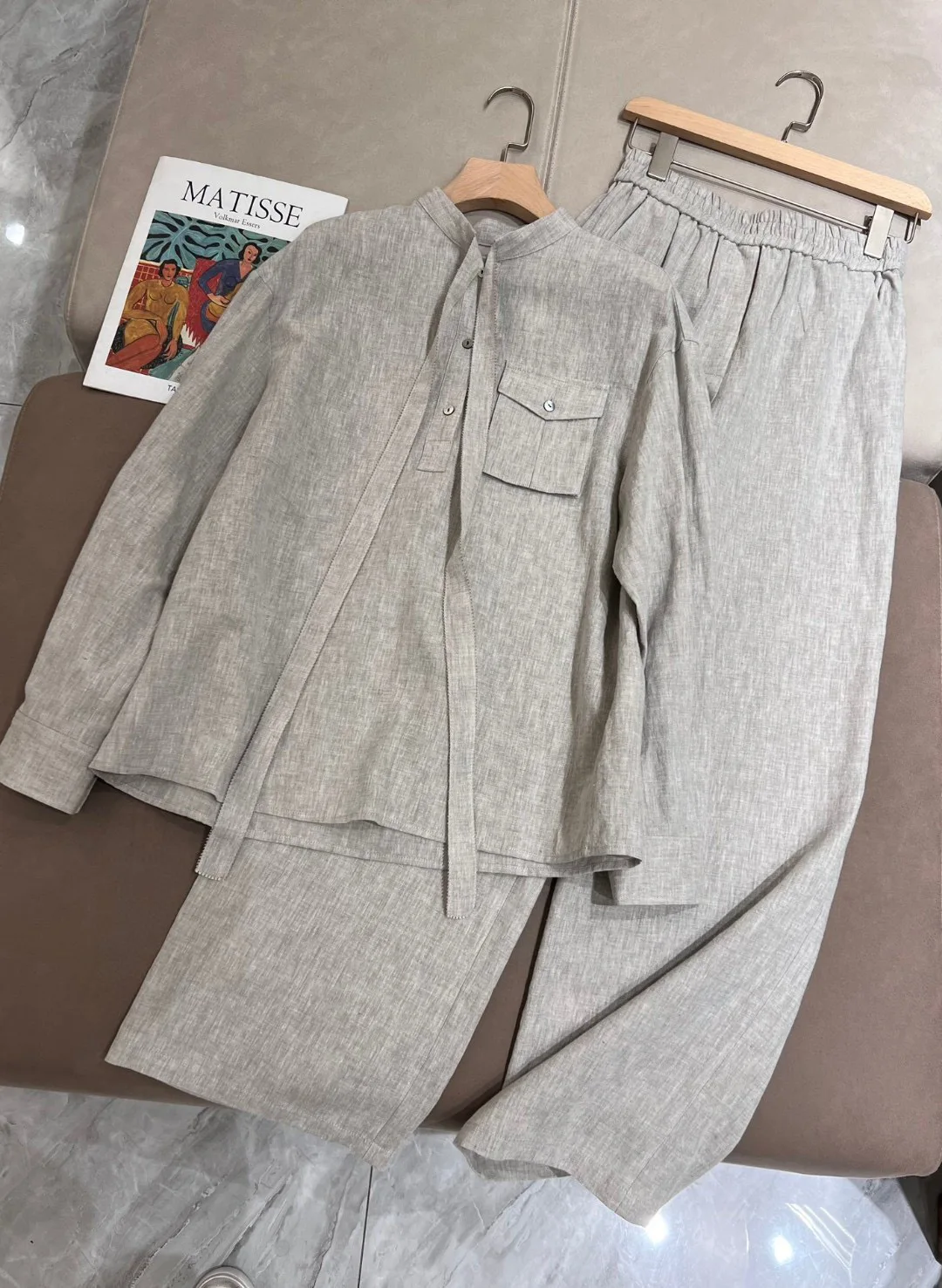 2024 Summer High Quality Casual Loose Linen Pants Suit