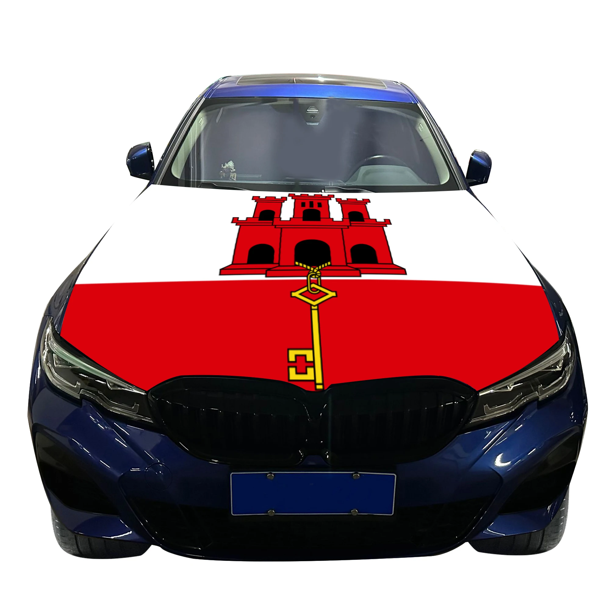 

Gibraltar Car Hood Cover Flag Universal Size Elastic Polyester 120x150cm for Car Decor