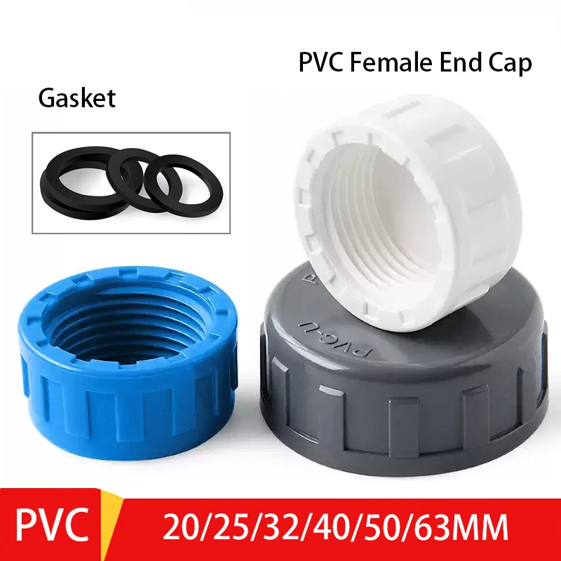 

1-100pc 20-60mm PVC Female End Cap Aquarium Fish Tank Drain Cap Hand Screwed Cap Garden Irrigation Pipe Connector Water Tube Cap