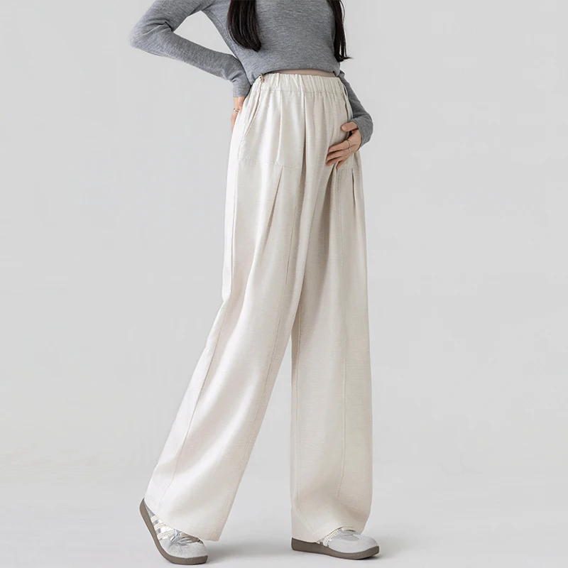 

Брюки для беременных из лиоцелла и льна на шнурке, весна-лето 2026, прохладные, дышащие, широкие, без поддержки живота