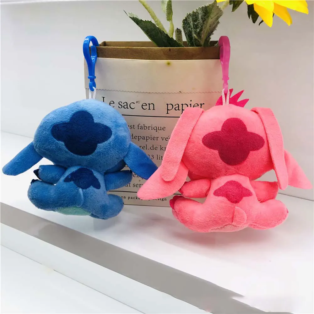 10cm kawaii Disney Stitch pluszowe lalki brelok śliczny anioł Stitch Spouse nadziewane pluszowe zabawki wisiorek prezent urodzinowy dla dzieci