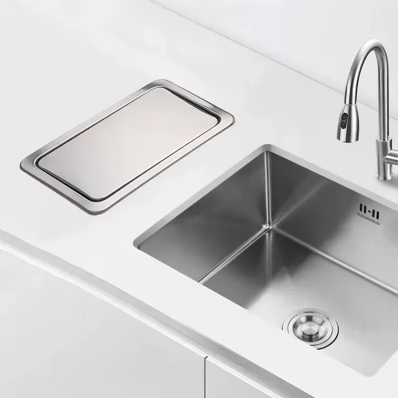 Three-piece set of 10L rectangular hanging stainless steel shaking lid trash can, modern environmentally friendly kitchen