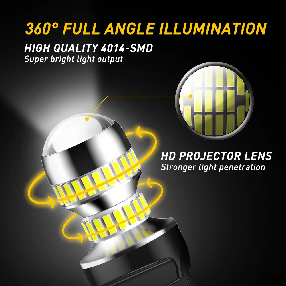 AUXITO 2 قطعة 7443 W21/5 واط T20 LED لمبة أضواء مع HD العارض عدسة 6000 كيلو أبيض أحمر أصفر العنبر 7440 للسيارة عكس الذيل مصباح