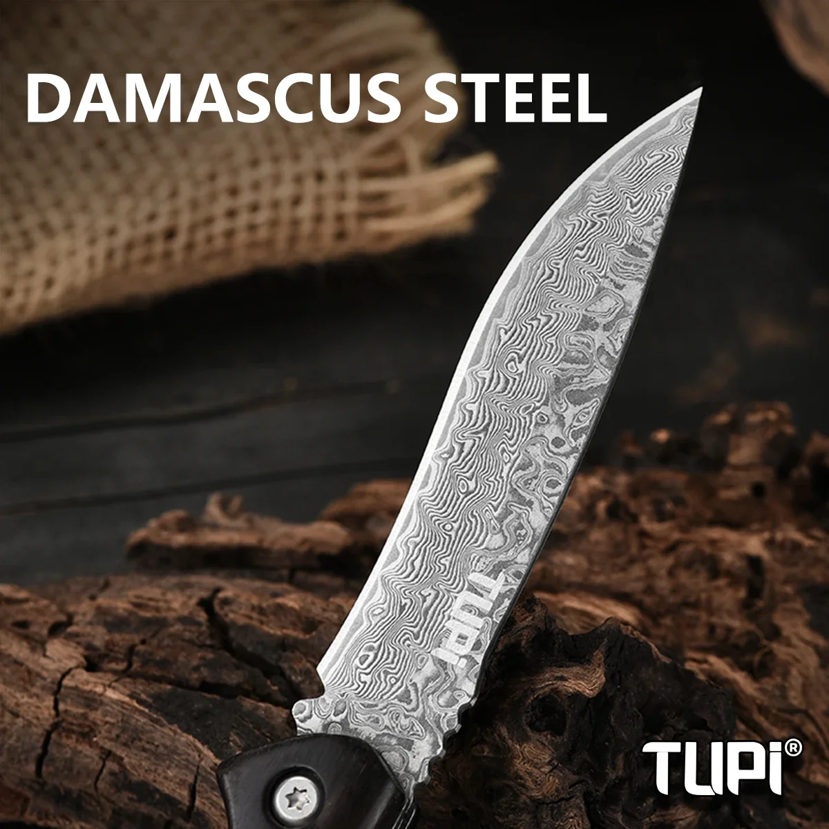 Personalized Pattern Outdoor Defensive Folding Knife Damascus Steel Knife Portable Sharp Knife In The Field
