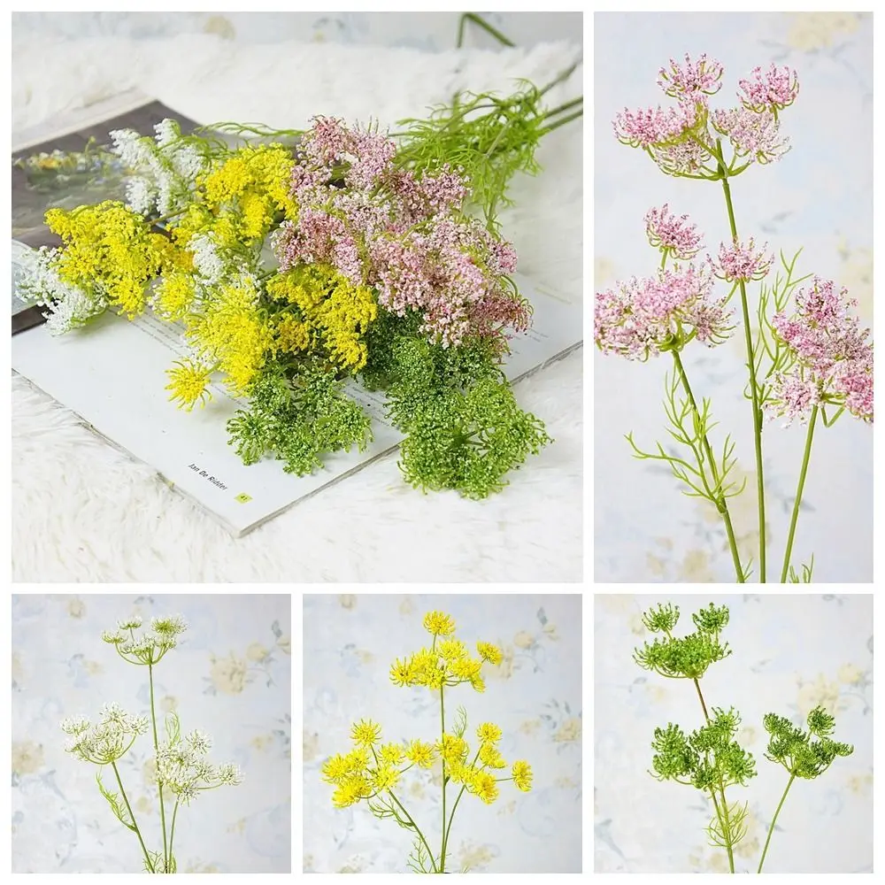 

Floral Art Plastic Artificial Lace Flower Flexible Handmade Lace Flowers 3 Heads Non-Withering Lace Flower Bouquet Wedding