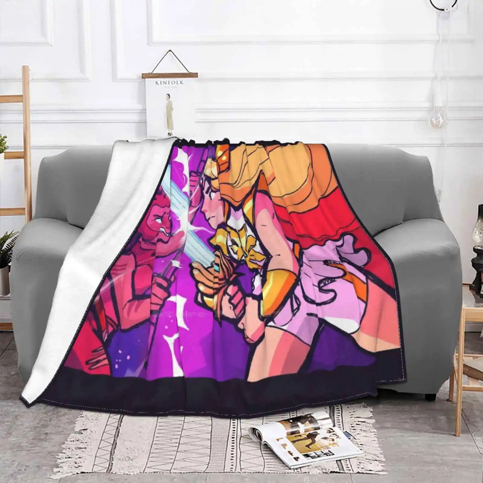 Catra And Adora Fight Top Quality Comfortable Bed Sofa Soft Blanket She Ra Sheraart Fanart Catradora Sword Myart Purple