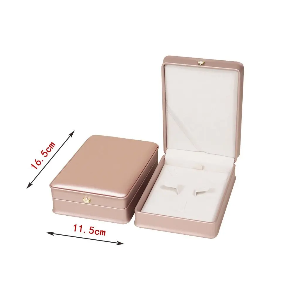 الحد الأدنى بو الجلود والمجوهرات صندوق تخزين تاج حافة مستديرة قلادة قلادة المنظم أقراط حلقة عرض القضية للنساء