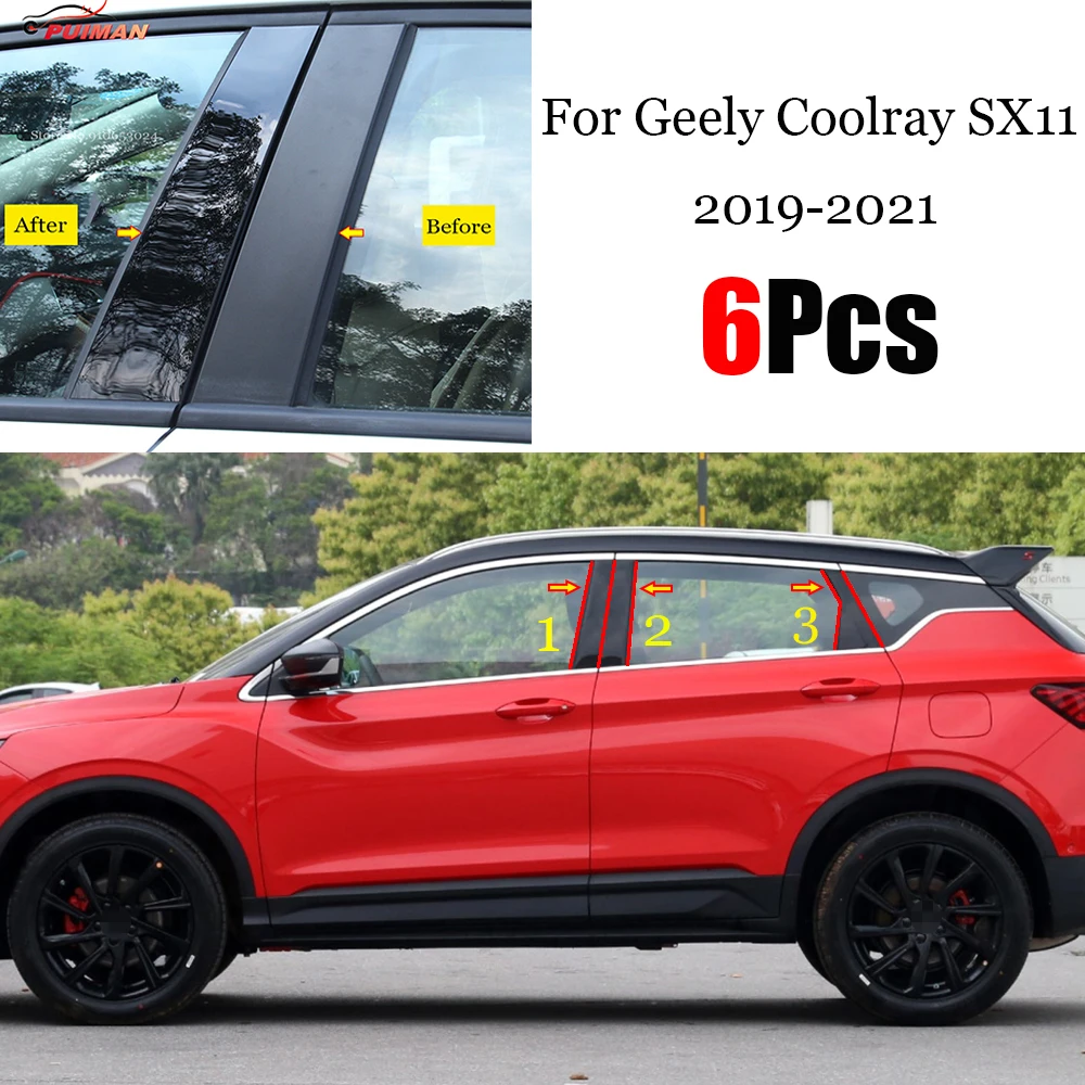 

For Geely Coolray SX11 2019 2020 2021 Car Door Central Window Middle Column Trim Decoration Strip PC B C Pillar Accessories