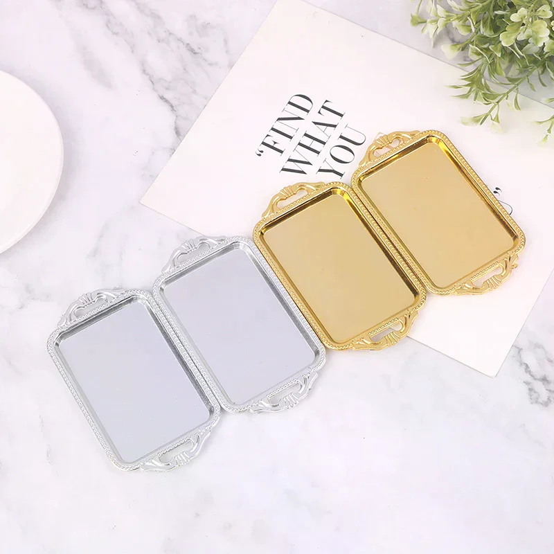 2 個ドールハウスミニチュアアクセサリーミニプラスチックティートレイシミュレーションディナープレートモデルのおもちゃドールハウスの装飾用