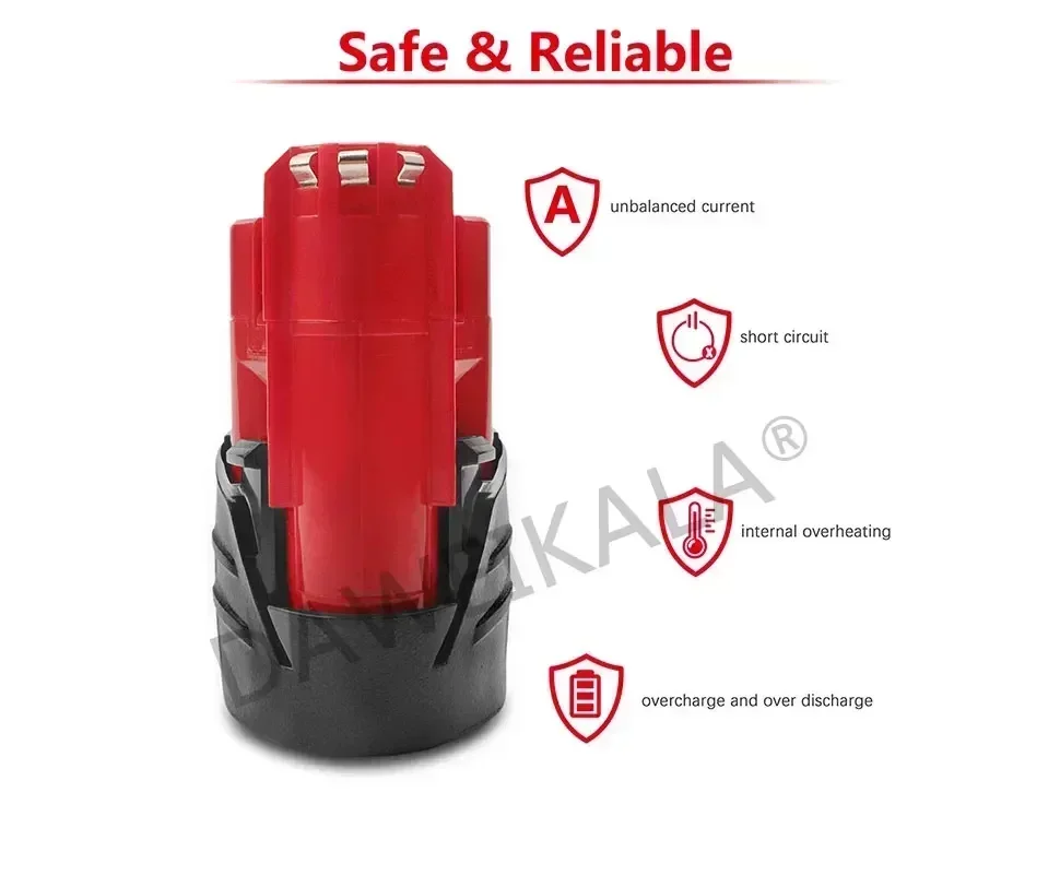 New 12V 3.0Ah/6.0Ah/9.0 Rechargeable Battery For Milwaukee M12 XC Cordless Tools 48-11-2402 48-11-2411 48-11-2401 MIL-12A-LI