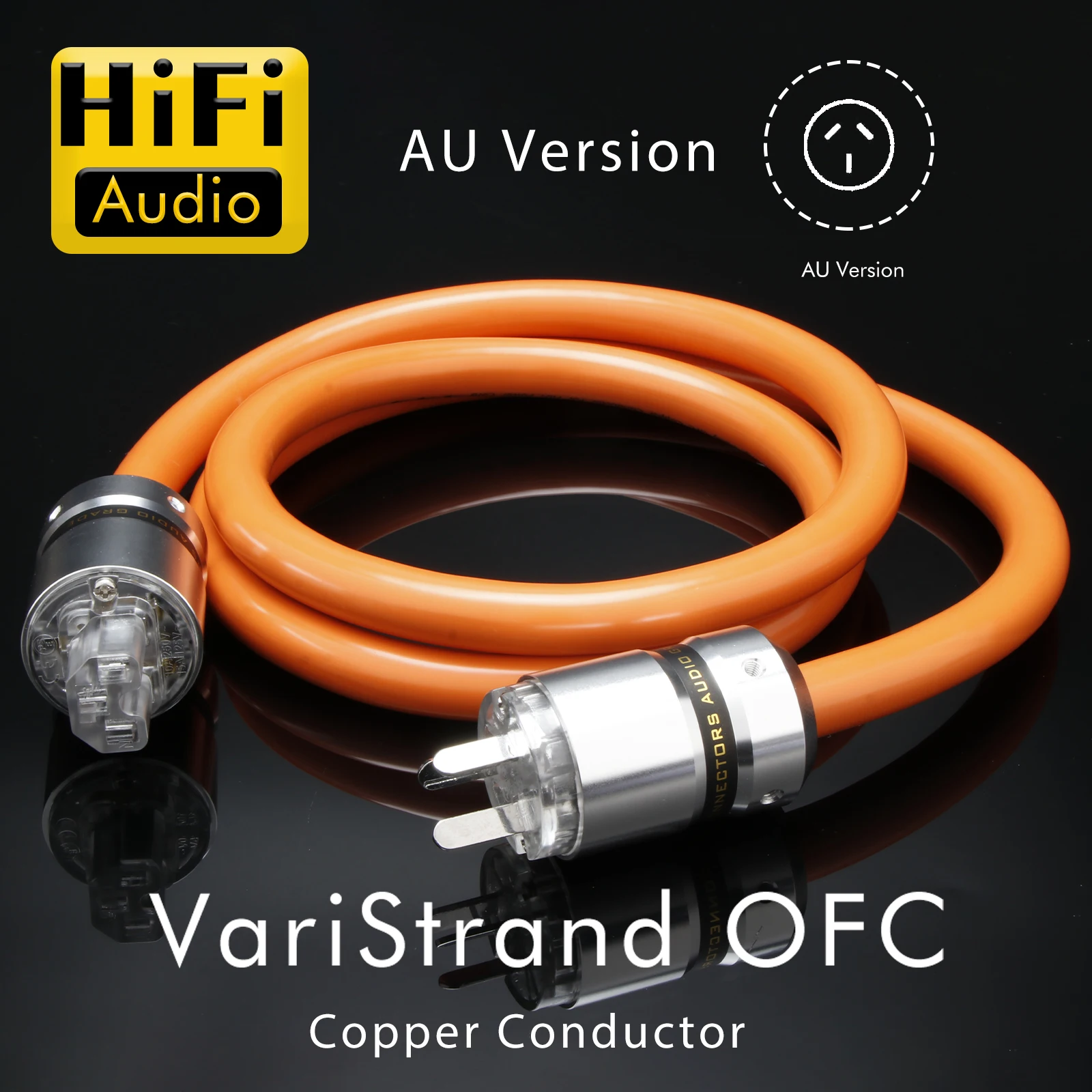 Preffair D505 5N OFC Audio-Stromkabel aus reinem Kupfer mit rhodiumbeschichtetem EU/US/AU-Stecker C15 für Verstärkerfilter – Detail 5