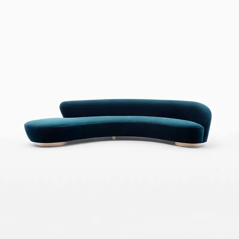 Hochwertiges Modernes Sofa-Set in L-Form mit Samtbezug, Halbmondförmiges Blaues Samtsofa
