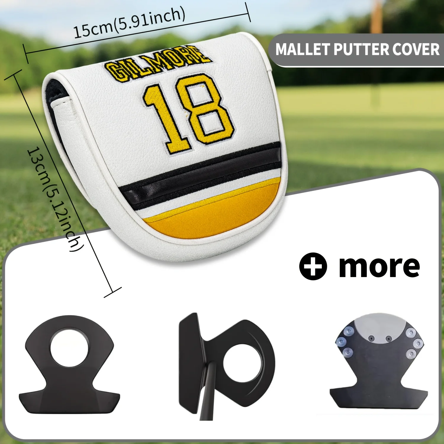 1pc Magnetic PU Golf Putter Headcover with Embroidered /Patch Compatible for Mallet Putters,Durable Magnetic Closure Cover view 6