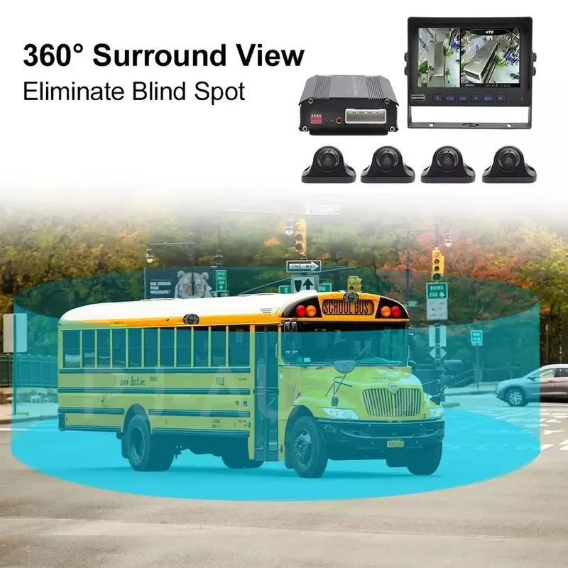 4 Channel AHD Truck Camera System 10.1 Inch 1080P Recording 360 View Waterproof Reverse Camera DVR for Truck/Bus