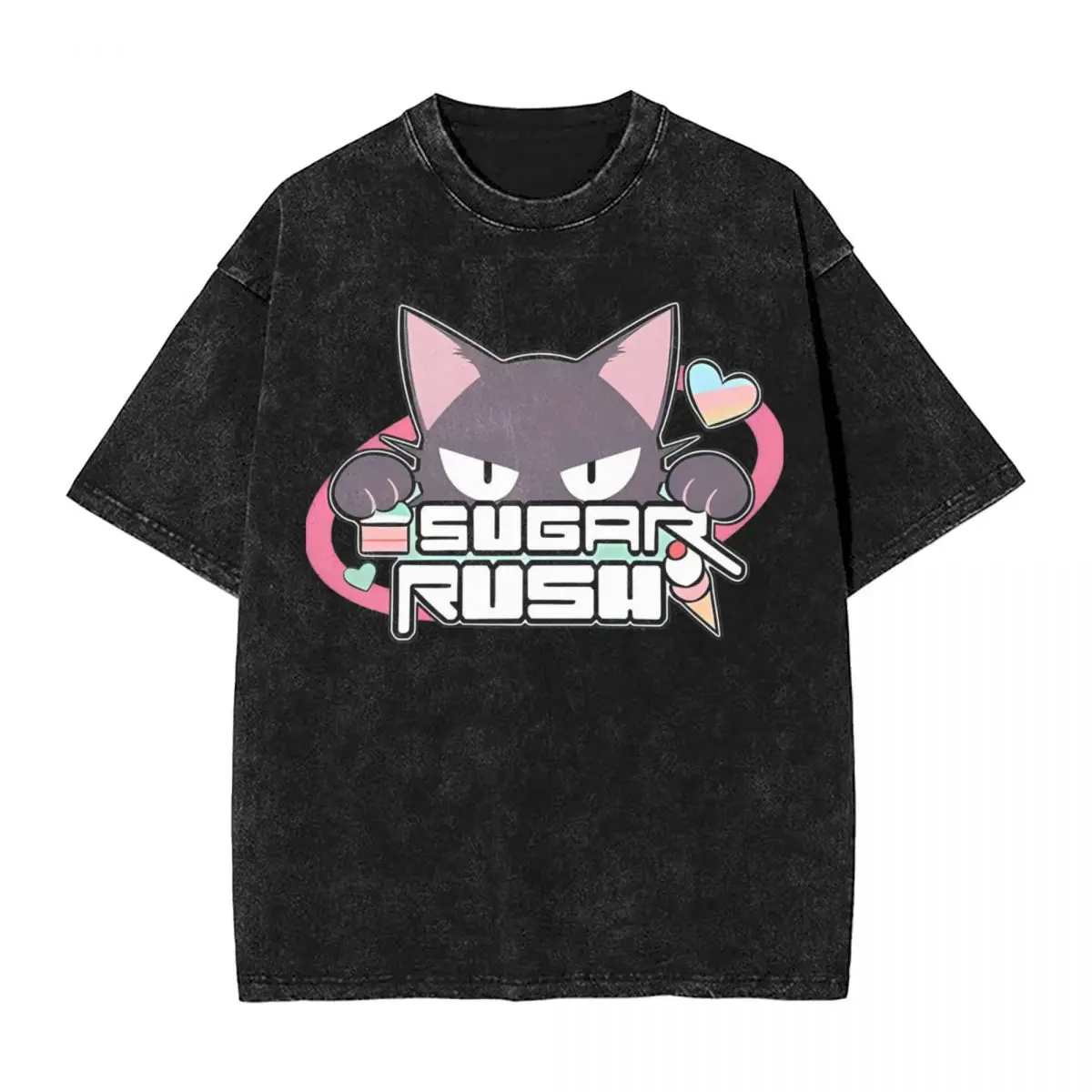 Archives Sugar Rush Washed T Shirt Streetwear Hip Hop Casual T-Shirt Anime Tee Shirt Men Women Short Sleeve Harajuku Summer