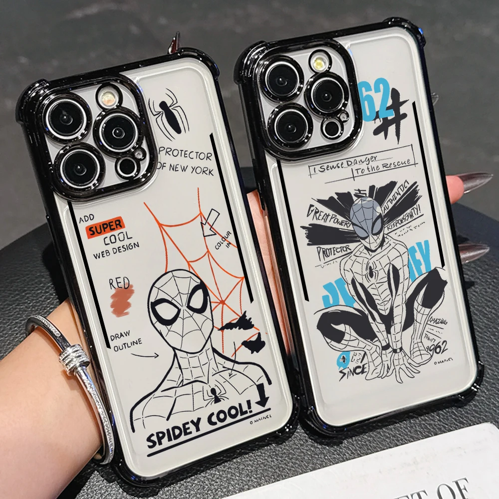 Spiders Men Captain Lines Phone Case for Samsung Galaxy S26 S25 S24 S23 S22 S21 S20 FE Ultra Plus 5G Anti-drop Transparent Cover