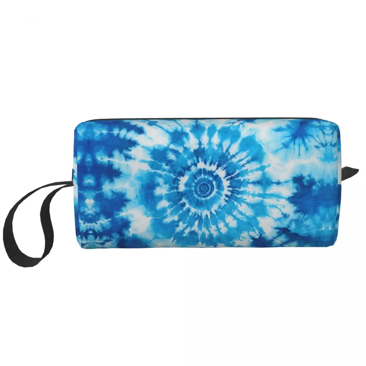 Custom Blue Color Tie Dye Travel Cosmetic Bag for Women Toiletry Makeup Organizer Ladies Beauty Storage Dopp Kit