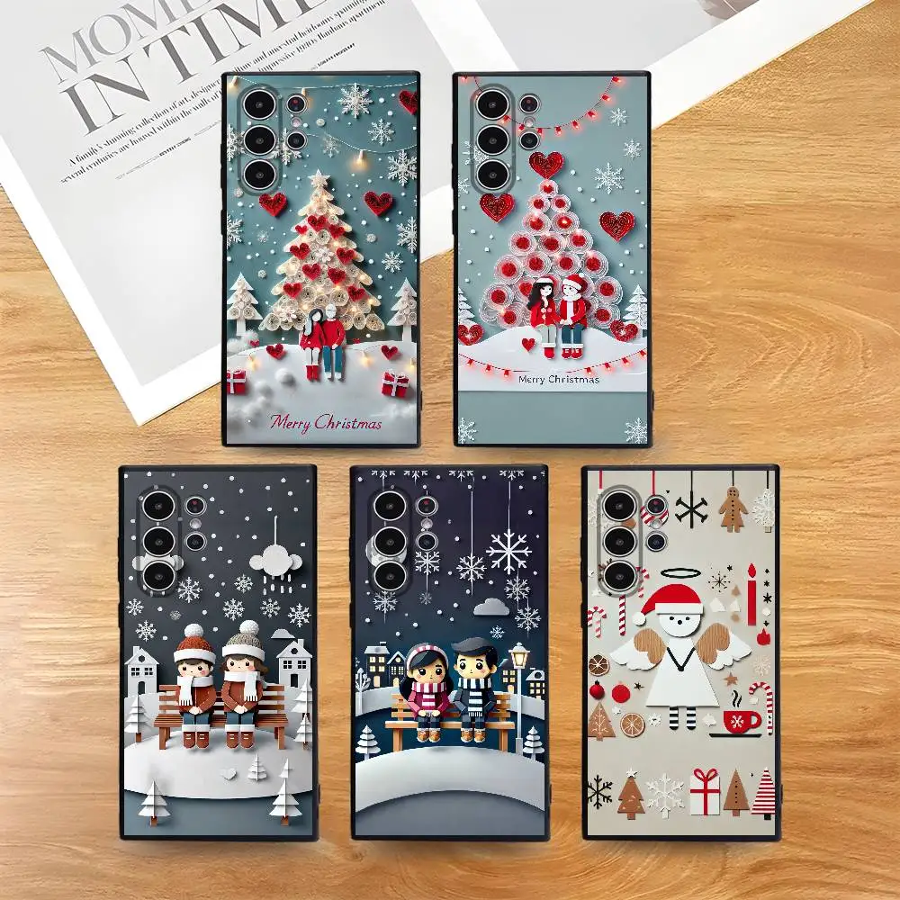 

Cute Christmas Gifts Couples Phone Case For Samsung Galaxy S25 S24 S22 S23 Ultra S21 S20 Plus 5G Frosted Non-Slip Soft Cover