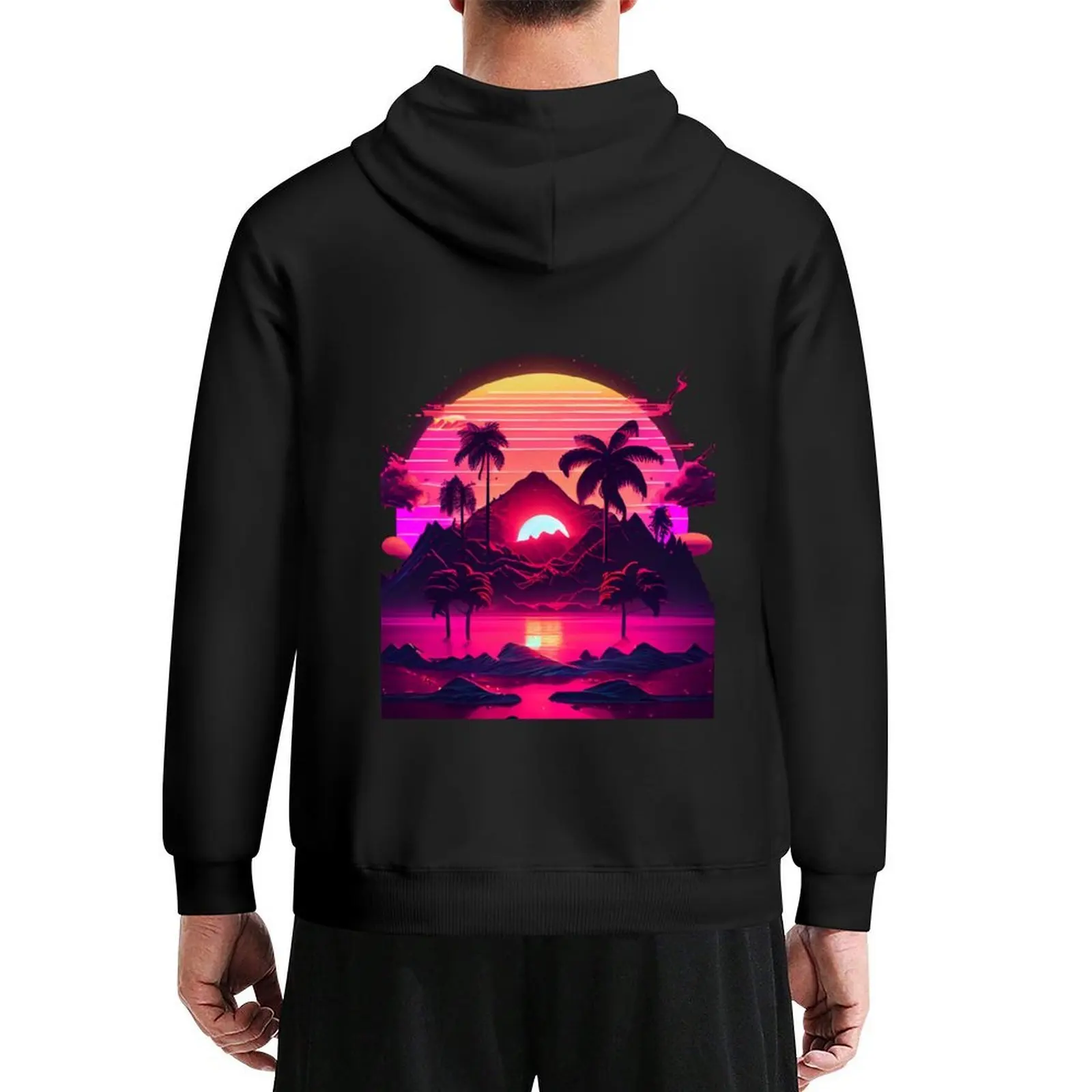 

Synthetic Visions: Sunrise by the Sea Hoodie korean autumn clothes men's clothing autumn clothes men clothing tracksuit
