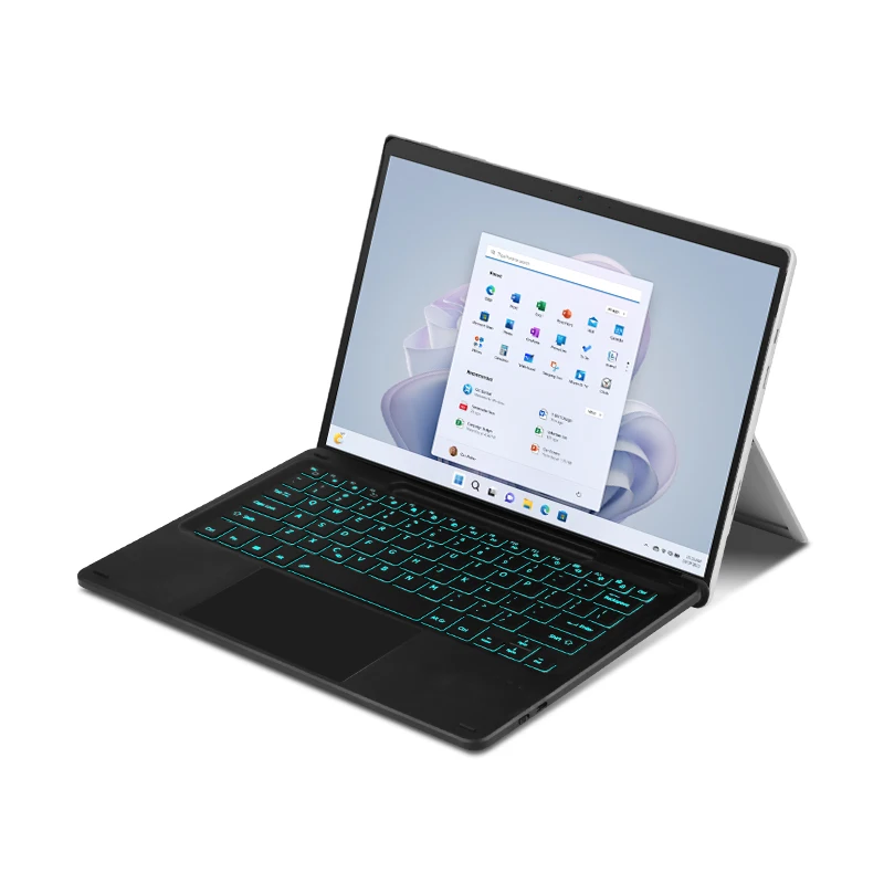 HUWEI Keyboard lampu latar untuk Microsoft Surface Pro, Keyboard sentuh Bahasa Spanyol Portugis bahasa Arab Prancis Pro8 pro9 Pro X 13"
