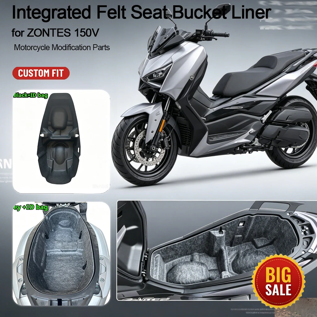 Integrated Felt Seat Bucket Liner, 3D Cushion, Storage Box Inner Liner, Motorcycle Modification Accessories for ZONTES 150V