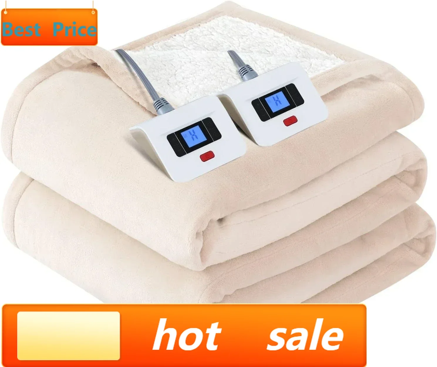 

Электрическое одеяло King Size, фланелевое и шерпа-одеяло с подогревом, 10 уровней нагрева и автоматическим отключением через 1-12 часов