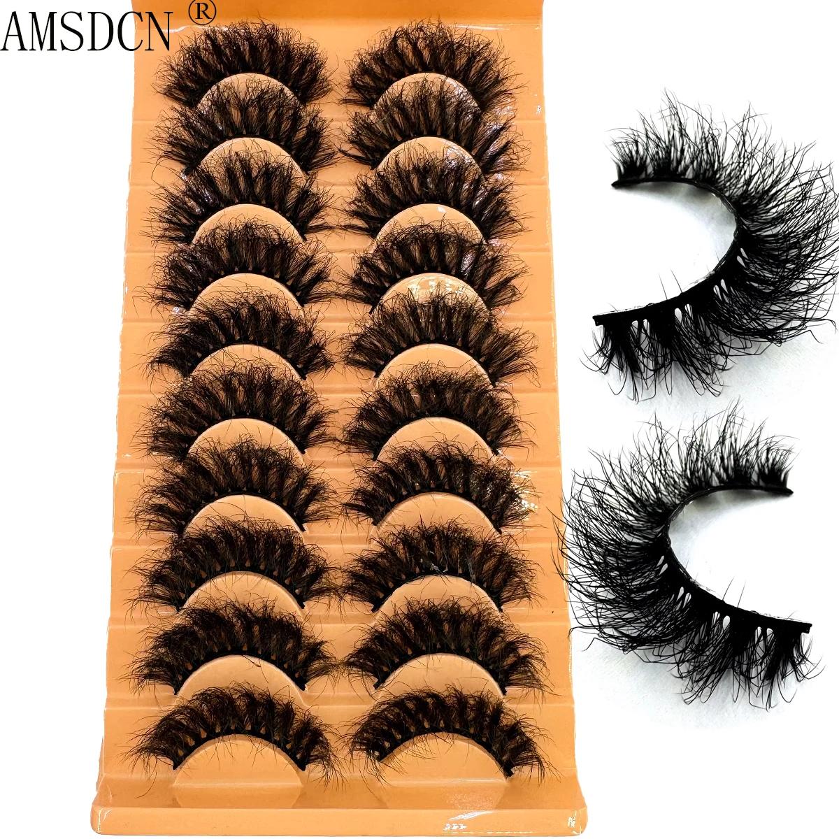 AMSDCN 10 Pairs Cat Eye Lashes Natural Long Winged End Eye Elongated Eyelashes Thick Faux 3D Mink Lashes back-to-school season