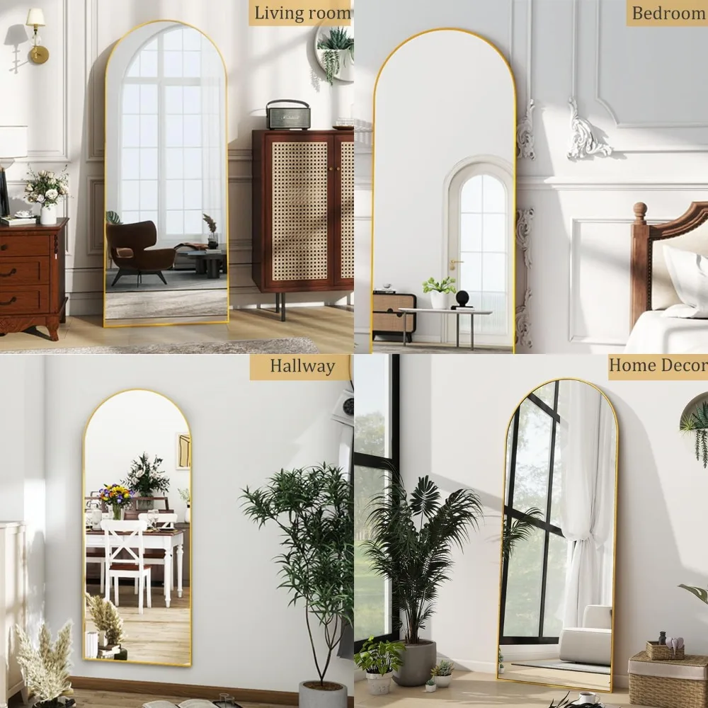 Degfig Arched Full Length Mirror, 58"*18" Floor Standing Mirror, Full Body Mirror with Stand for Living Room, Bedroom, Entryway