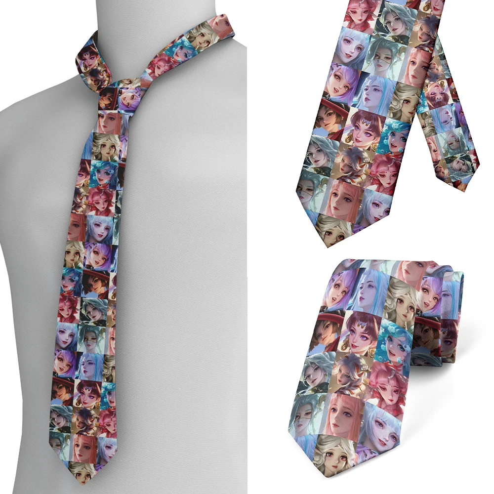 

Japanese anime printed tie men women new fashion trend purple girl pattern tie 8 cm wide tie wedding party accessories cosplay