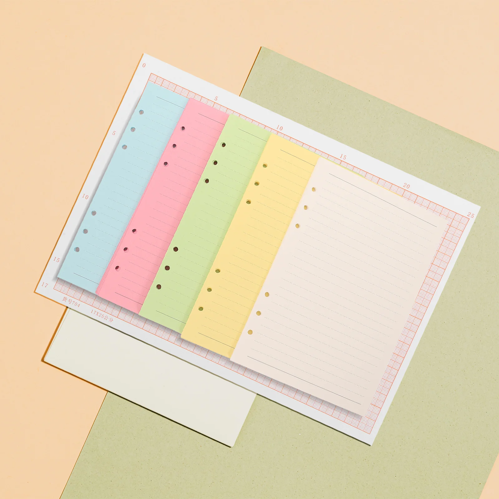 100 ورقة A5 حكم ورقة فضفاضة 5 ألوان 6 حفرة لكمات الملء ل مخطط الموثق دفتر ملاحظات بغلاف مُجلّد إدراج #5