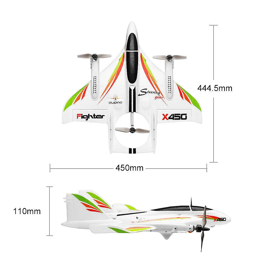 XK X450 2.4G 6CH 3D/6G RC Plane Vertical Take-off RC Aircraft With LED Light Fixed Wing Airplane RTF RC Toy for Boys Gifts