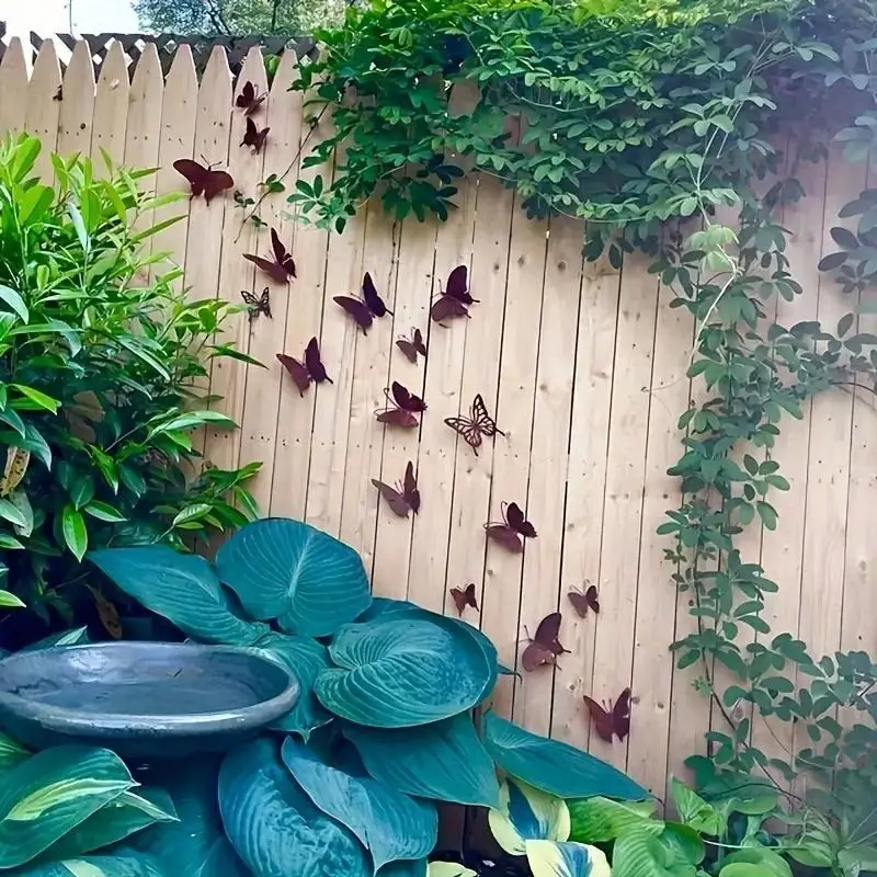 15Pcs Creative Yard Decoration Rusty Metal Butterfly Rustic Home Wall Art Outdoor Garden Fence Decorations Patio Decor