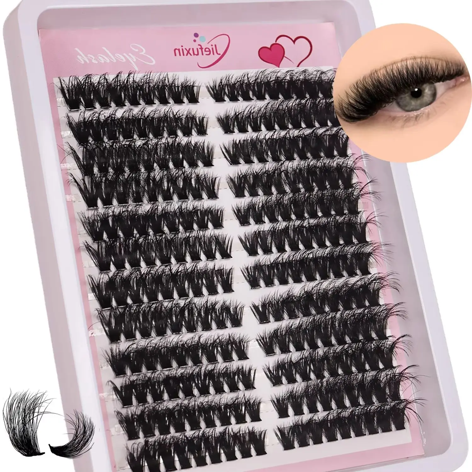 Fluffy Volume Cat Eye Wispy Individual Lashes Cluster DIY Eyelash Extensions Soft Reusable Fake Eyelashes for Makeup