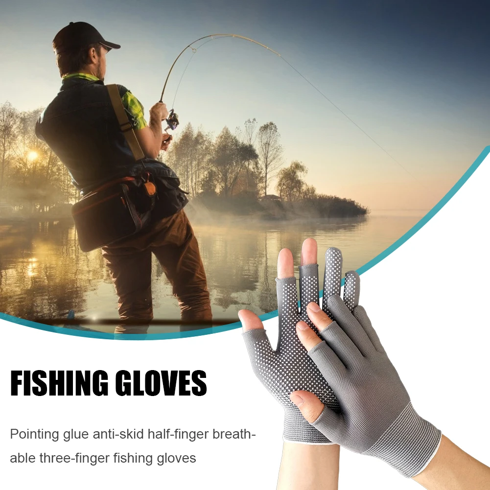 3 Fingers Cut Universal Fishing Gloves Half Finger Summer Outdoor Angling Sunscreen Anti-Slip Gloves Sports Fishing Accessories