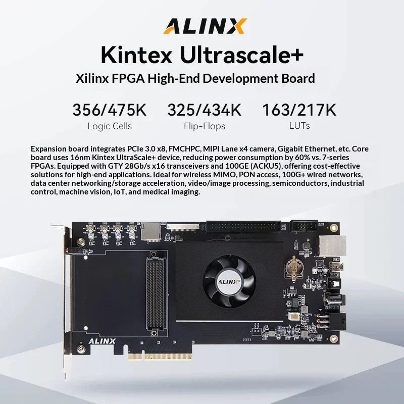 ALINX Black Gold FPGA Development Board Xilinx Kintex UltraScale+ XCKU5P XCKU3P FMC HPC PCIe