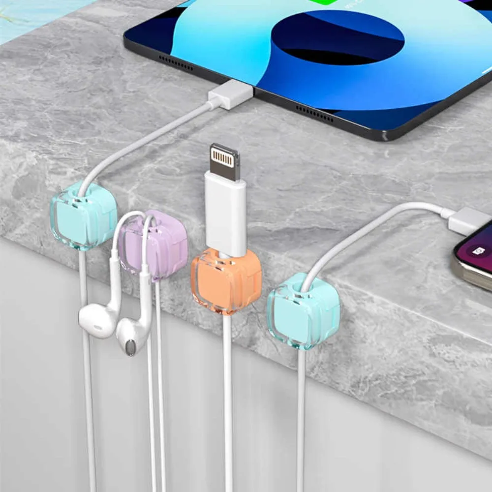 Self-Adhesive Magnetic Cable Clips Wire Keeper Reusable Cord Holder USB Charging Cable Fixer Desktop Cable Organizer