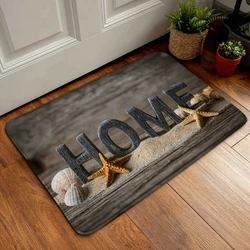 Shell Starfish Beach Theme Bathroom Anti Slip Floor Mat, Shower Room Small Carpet, Washbasin Absorbent Foot Mat Decorative Rug