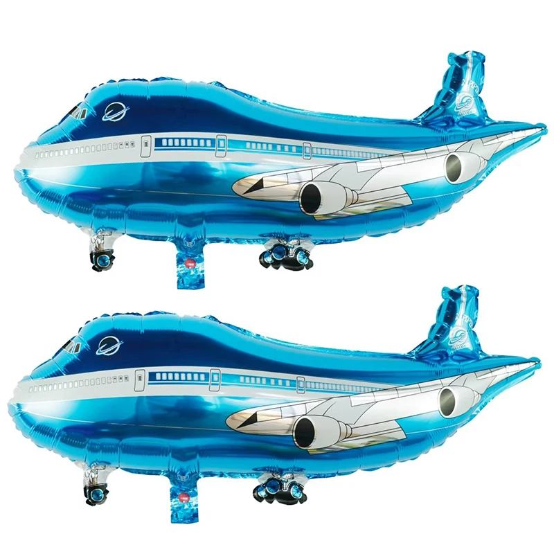 2pcs Cartoon Airplane Foil Helium Balloons Birthday Theme Party Decoration Kids Inflatable Toys Plane Air Globos Supplies Ball