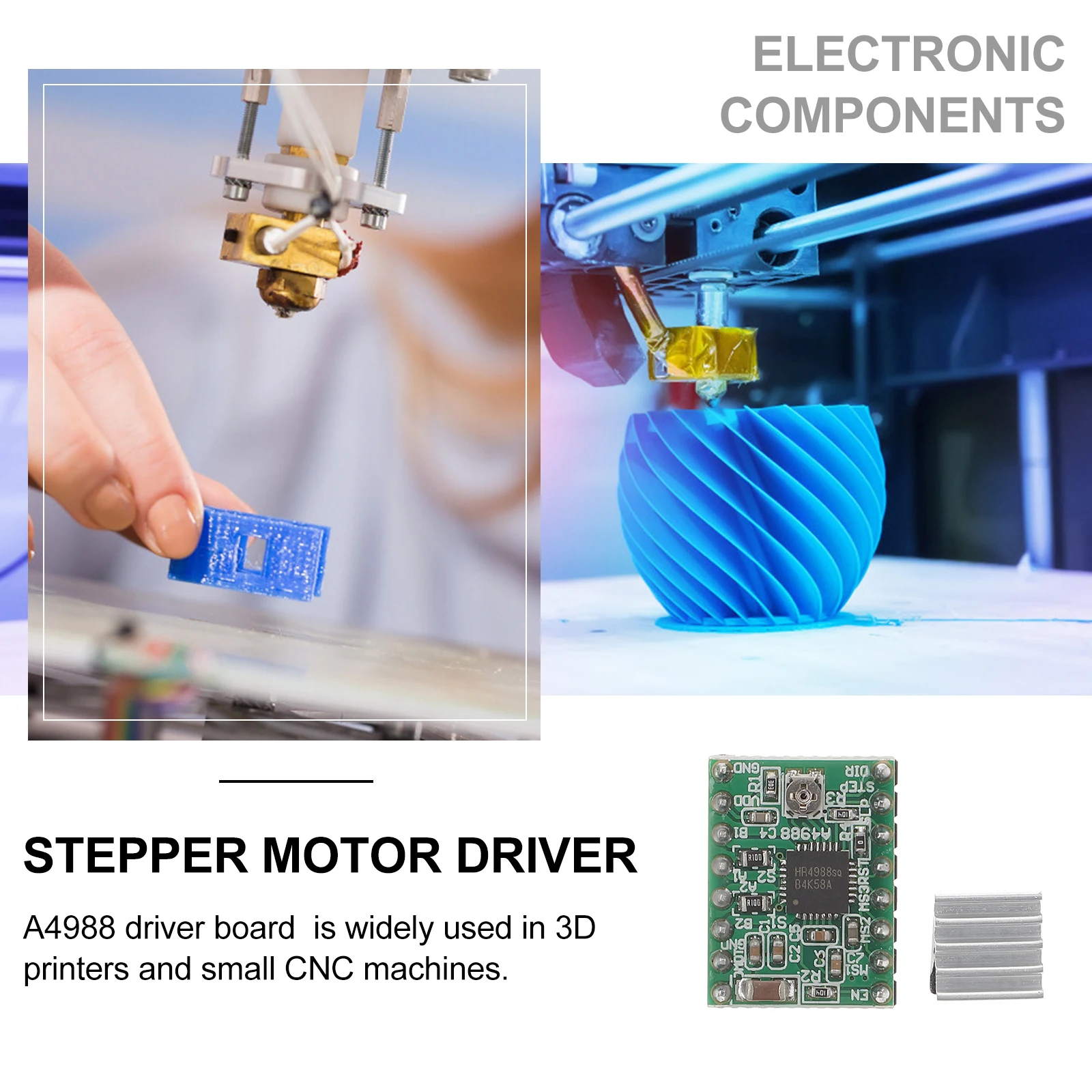 

5pcs A4988 Stepper Motor Module Printer Driver Board Cnc Stepper Driver Module Overcurrent Protection 3D Printing Accessories