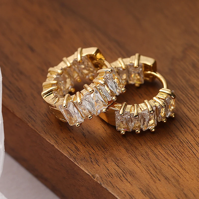 GANPUP Exquisite glänzende bunte Zirkonia-Creolen für Damen, modischer neuer Ohrschmuck, Geschenk für Party. – Detail 3