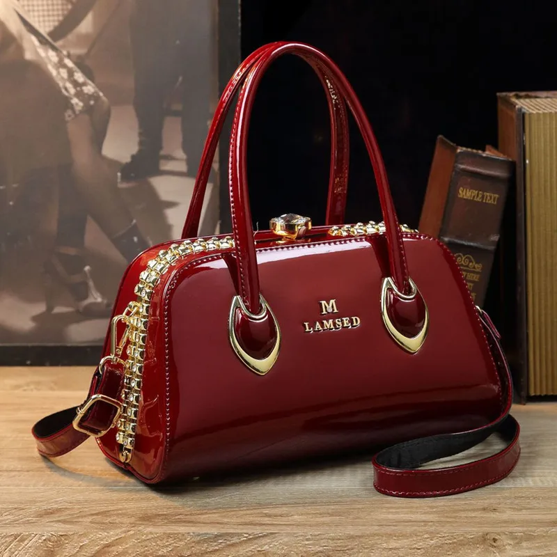 

Роскошные женские леопардовые сумки из лакированной кожи 2025 года, брендовый свадебный клатч с большими бриллиантами, элитная модная сумка через плечо