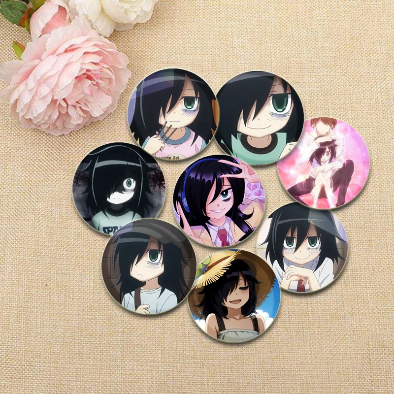 Cute Cartoon Badge Anime Tomoko Kuroki Watamote Pins Handmade Brooches for Breastpin Backpack Clothes Gifts Accessory 32/44/58mm