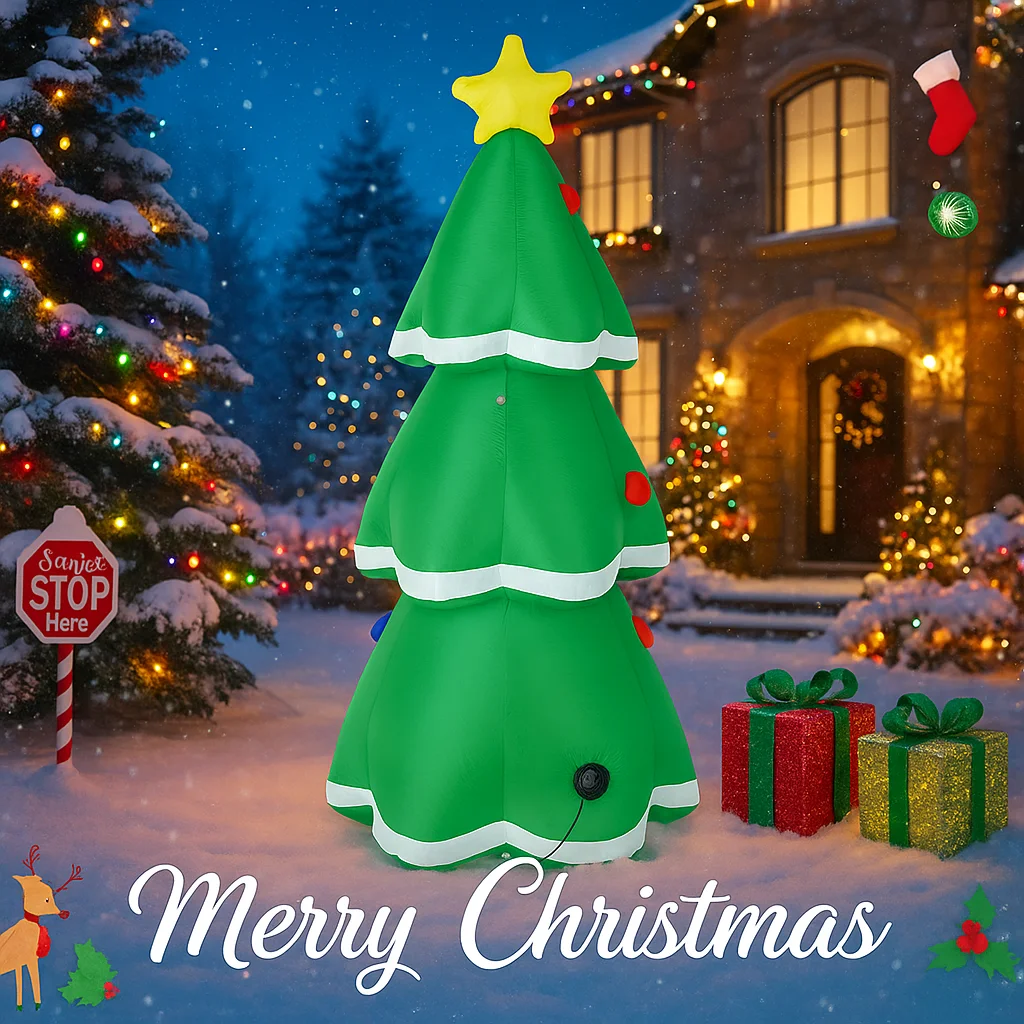 Juguetes inflables de Navidad de 4,92 pies, decoración de fiesta de césped y patio de Navidad, bastón de caramelo para árbol de Navidad, suministros para el hogar, adornos de regalo con iluminación LED