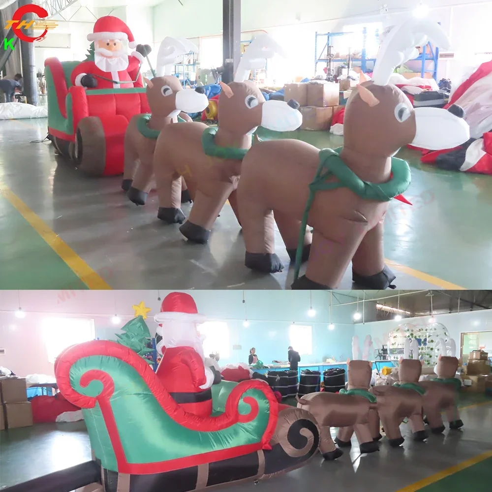 Christmas Inflatable Santa Sled Castles Model Snow Sledge Sleigh Made Oxford Material Accessories Blower Sale