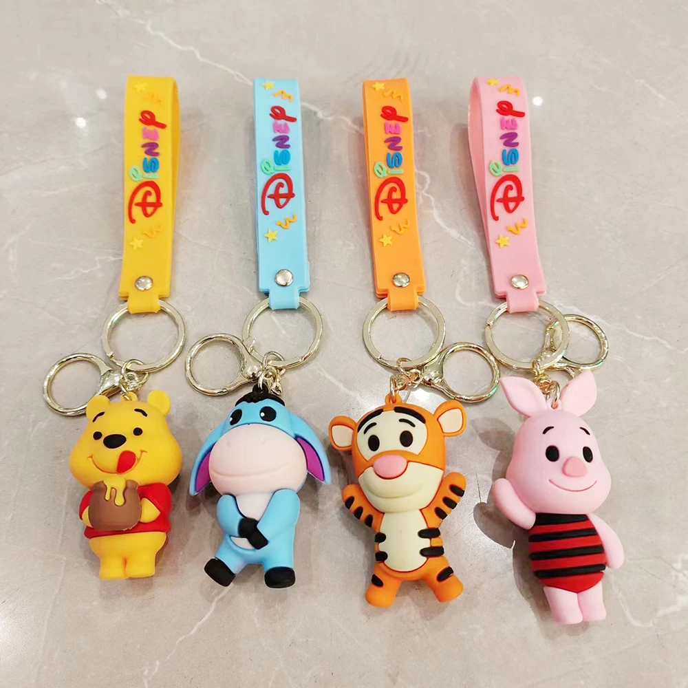 Disney Cartoon Keychain Pooh Bear Eeyore Tigger Piglet Cute Bag Pendant Schoolbag Decoration Dolls Kids Key Chain Birthday Gifts