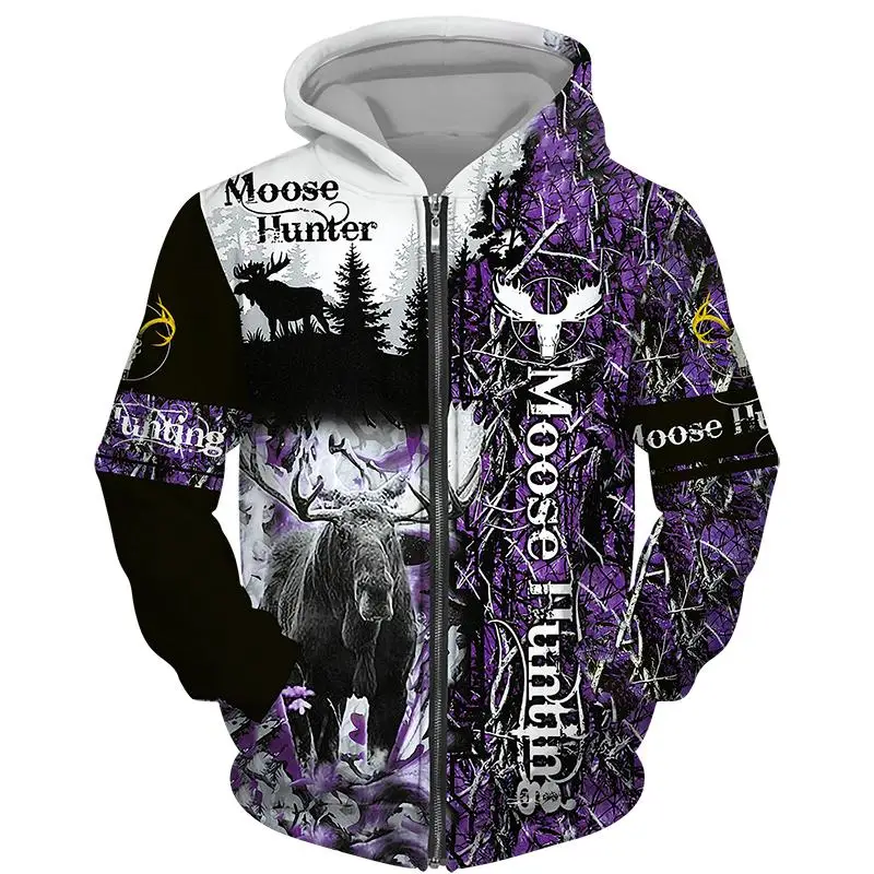 Bow Hunting Deer Camo 3D Printed Zipper Hoodies Men Women Fashion Camo Hooded Oversized Zip Up Sweatshirts Man Tracksuits