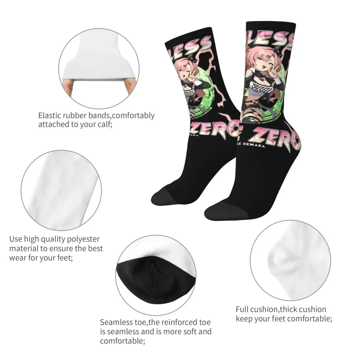 Retro Zenless Zone Zero Nicole Demara Basketball Socks Game Polyester Crew Socks for Unisex Non-slip