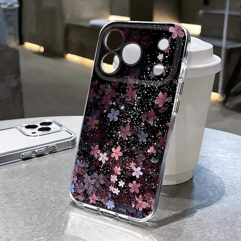Transparent Soft Silicone Cherry Blossom Patterned Phone Case For Samsung S25 FE S24 Plus S23 Ultra S22 S21 20 A70 A30 Cover